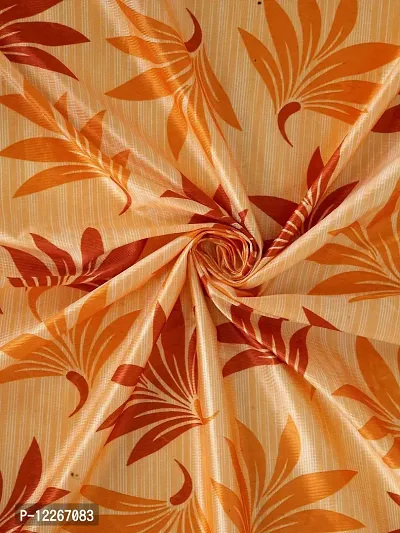 Cortina Leaf Design Long Door Drapes | Curtains for Home, Bedroom, Office Rooms | Balances Room Temperature | Polyester Fabric | Room-Darkening | Strechable | Pack of 2 | 9Ft | Orange-thumb4