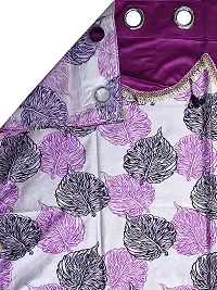 Cortina Polyester Floral Print Frill Curtain Set with Grommets Machine Washable ?Door Installation ?Bedroom Living Room Room Hall Kitchen Office ? 7 Ft Set of 2 ? Purple-thumb2