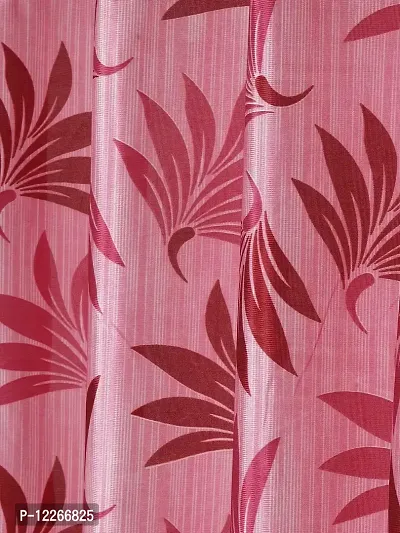 Cortina Leaf Print Window Curtain | Drapes for Home, Bedroom, Guest Rooms, Office Rooms | 5Ft | Balances Room Temperature | Streachable | Polyester | Room-Darkening | Pack of 2 | Pink 1-thumb3