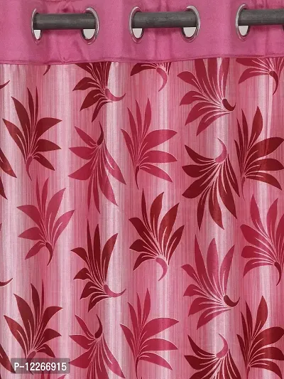 Cortina Polyester Fabric Eyelet Long Door Curtain for Bedroom, Living Room- Set of 2- 9ft. Pink-thumb2