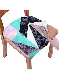 Cortina Dining Chair Cushion Covers | Polyester-Spandex Mix | Removable Seat Protectors | Abstract Digitally Printed | 23 x 23 Inches | Wrinkle Resistant  Non-Slip | Stretchy | Pack of 6 |Blue 8-thumb1