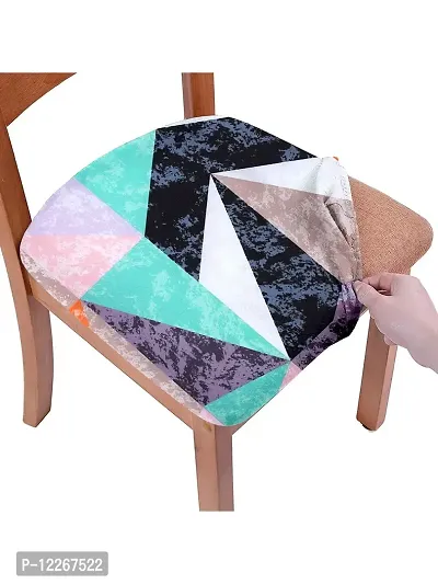 Cortina Dining Chair Cushion Covers | Polyester-Spandex Mix | Removable Seat Protectors | Abstract Digitally Printed | 23 x 23 Inches | Wrinkle Resistant  Non-Slip | Stretchy | Pack of 6 |Blue 8-thumb2