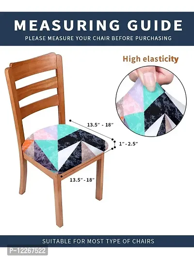 Cortina Dining Chair Cushion Covers | Polyester-Spandex Mix | Removable Seat Protectors | Abstract Digitally Printed | 23 x 23 Inches | Wrinkle Resistant  Non-Slip | Stretchy | Pack of 6 |Blue 8-thumb4