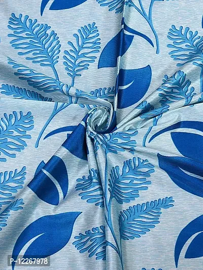 Cortina Floral Print Polyester Jhalar Pattern Curtains with Metal Eyelet ? Ready to Fit ? Reusable Fabric ? Bedroom Living Room Kids Room Hall Kitchen Office ? 7 Feet Set of 2 ? Blue-thumb4