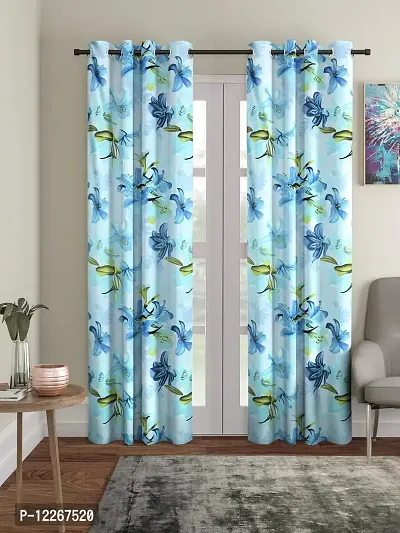 Cortina Latest Floral Printed Polyester Door Curtain for Bedroom, Living Room -Set of 2-7ft.-thumb0