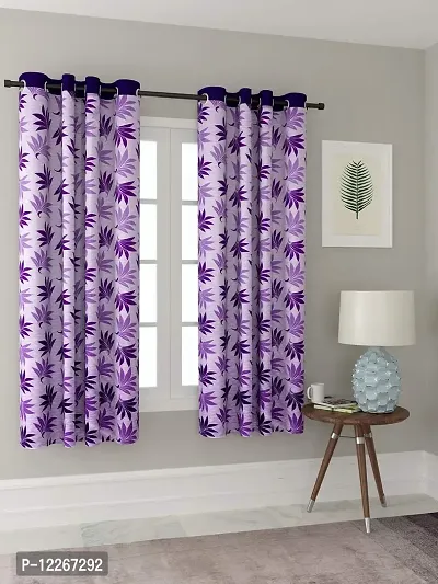 Cortina Polyester Fabric Eyelet Window Curtain (Purple)