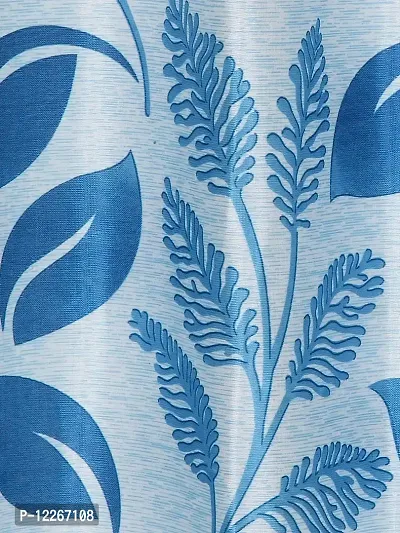 Cortina Leaf Design Long Door Drapes | Curtains for Home, Bedroom, Office Rooms | Balances Room Temperature | Polyester Fabric | Room-Darkening | Strechable | Pack of 2 | 9Ft | Blue 3-thumb2