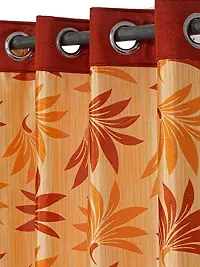 Cortina Polyester Fabric Eyelet Long Door Curtain, 9 Feet Fancy Single Piece Printed Curtains for Your Living Room, Bedroom and More ? Rust (270 X 115 cm)-thumb1