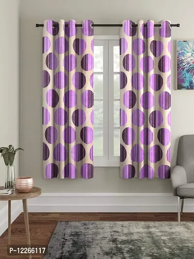 Cortina Polka Design Window Curtain | Drapes for Home, Bedroom, Guest Rooms, Office Rooms | 5Ft | Balances Room Temperature | Streachable | Polyester | Room-Darkening | Pack of 2 | Purple