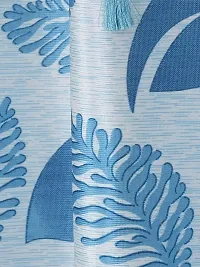 Cortina Leaf Design Long Door Drapes | Curtains for Home, Bedroom, Office Rooms | Balances Room Temperature | Polyester Fabric | Room-Darkening | Strechable | Pack of 2 | 9Ft | Blue 3-thumb2