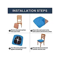 Cortina Dining Chair Cushion Covers | Polyester-Spandex Mix | Removable Seat Protectors | Self Digitally Printed | 23 x 23 Inches | Wrinkle Resistant  Non-Slip | Stretchy | Pack of 6 |Blue 7-thumb3