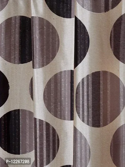 Cortina Polka Print Long Door Drapes | Curtains for Home, Bedroom, Office Rooms | Balances Room Temperature | Polyester Fabric | Room-Darkening | Strechable | Pack of 2 | 9Ft | Brown-thumb3