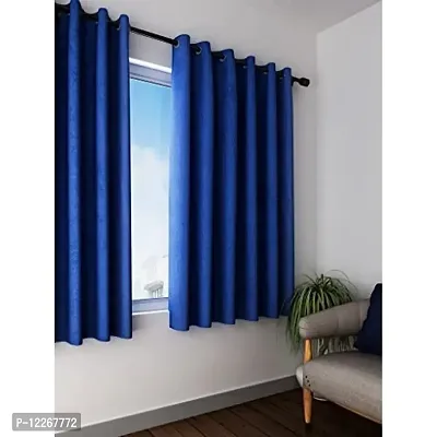 Cortina Polyester Decorative Eyelet Fitting Window Curtains, 1.6 Inch Gourment, Pack of 2 Printed Window Curtains for Bedroom, Kitchen, Kids or Living Room- Blue (150 X 115 cm)