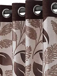 Cortina Polyester Print Grommet Eyelet Door Curtain, 210 X 115 cm, Brown, Pack of 2-thumb1