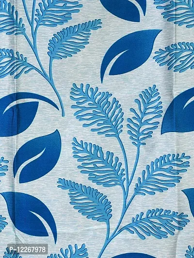 Cortina Floral Print Polyester Jhalar Pattern Curtains with Metal Eyelet ? Ready to Fit ? Reusable Fabric ? Bedroom Living Room Kids Room Hall Kitchen Office ? 7 Feet Set of 2 ? Blue-thumb5