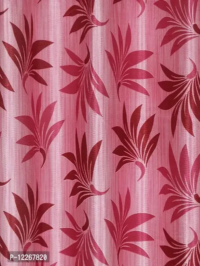 Cortina Leaf Print Long Door Drapes | Curtains for Home, Bedroom, Office Rooms | Balances Room Temperature | Polyester Fabric | Room-Darkening | Strechable | Pack of 2 | 9Ft | Pink 1-thumb2