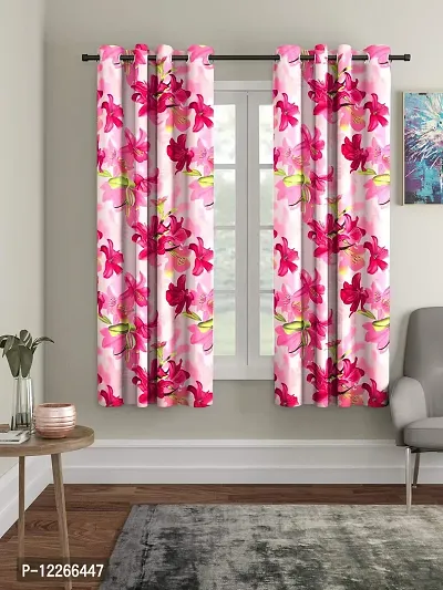 Cortina Latest Floral Printed Polyester Window Curtain for Bedroom, Living Room -Set of 2-5ft.