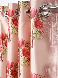 Cortina Latest Floral Printed Polyester Window Curtain for Bedroom, Living Room -Set of 2-5ft.-thumb1