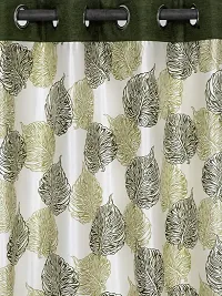 Cortina Polyester Fabric Eyelet Window Curtain (Green)-thumb1