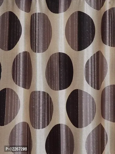 Cortina Polka Print Long Door Drapes | Curtains for Home, Bedroom, Office Rooms | Balances Room Temperature | Polyester Fabric | Room-Darkening | Strechable | Pack of 2 | 9Ft | Brown-thumb2