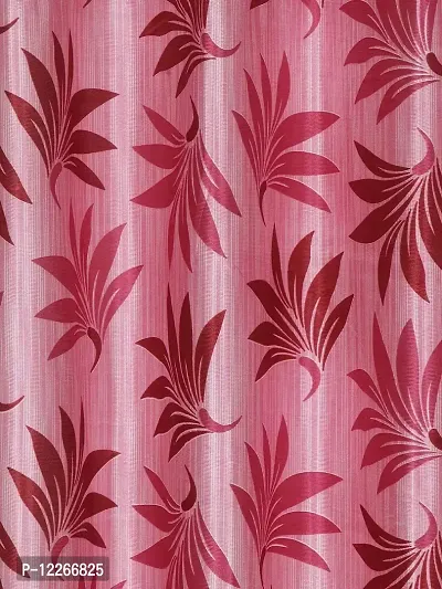 Cortina Leaf Print Window Curtain | Drapes for Home, Bedroom, Guest Rooms, Office Rooms | 5Ft | Balances Room Temperature | Streachable | Polyester | Room-Darkening | Pack of 2 | Pink 1-thumb2