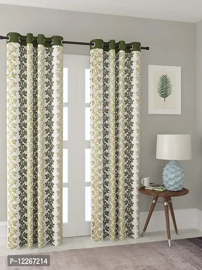 Cortina Polyester Fabric Eyelet Door Curtain (Green)