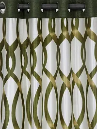 Cortina Polyester Fabric Eyelet Window Curtain, 5 Feet Fancy Printed Curtains for Your Living Room-Green (150 X 115 cm)-Pack of 2-thumb1