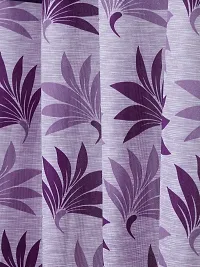 Cortina Leaf Print Window Curtain | Drapes for Home, Bedroom, Guest Rooms, Office Rooms | 5Ft | Balances Room Temperature | Streachable | Polyester | Room-Darkening | Pack of 2 | Purple-thumb2