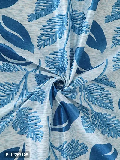 Cortina Leaf Design Long Door Drapes | Curtains for Home, Bedroom, Office Rooms | Balances Room Temperature | Polyester Fabric | Room-Darkening | Strechable | Pack of 2 | 9Ft | Blue 3-thumb4