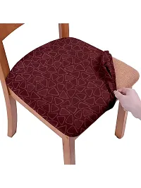 Cortina Dining Chair Cushion Covers | Polyester-Spandex Mix | Removable Seat Protectors | Self Digitally Printed | 23 x 23 Inches | Wrinkle Resistant  Non-Slip | Stretchy | Pack of 6 |Maroon 5-thumb2