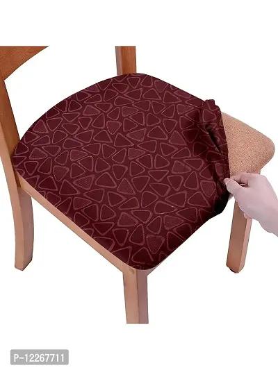 Cortina Dining Chair Cushion Covers | Polyester-Spandex Mix | Removable Seat Protectors | Self Digitally Printed | 23 x 23 Inches | Wrinkle Resistant  Non-Slip | Stretchy | Pack of 6 |Maroon 5-thumb3