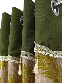 Cortina Durable & Stylish 100% Polyester Floral Jhalar Pattern Curtains ? Metal Grommets ? Easy Fitting Over Window ? Bedroom Living Room Kids Room Hall Kitchen ? 5 Ft Set of 2 ? Green 2?-thumb1