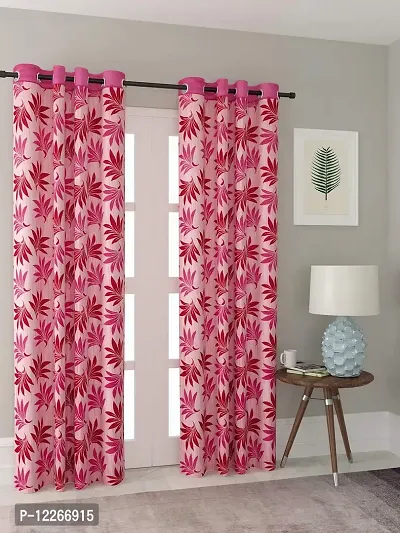 Cortina Polyester Fabric Eyelet Long Door Curtain for Bedroom, Living Room- Set of 2- 9ft. Pink