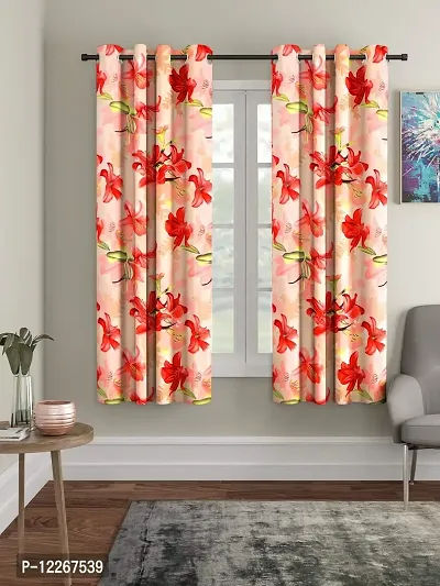 Cortina Polyester Floral Window Curtain, 5ft, Multicolour, Set of 2, (NPSB-5FT-SO2-002)-thumb0