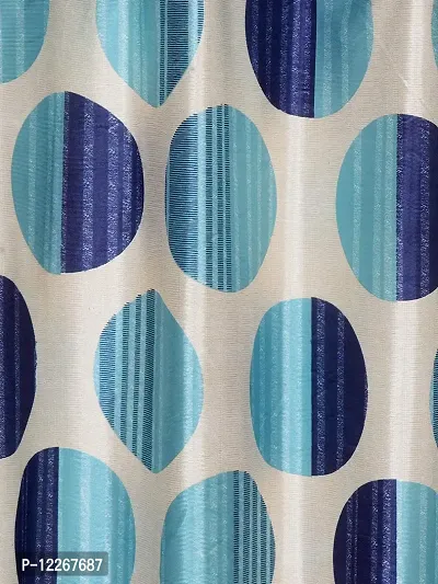 Cortina Polka Print Window Curtain | Drapes for Home, Bedroom, Guest Rooms, Office Rooms | 5Ft | Balances Room Temperature | Streachable | Polyester | Room-Darkening | Pack of 2 | Blue-thumb2