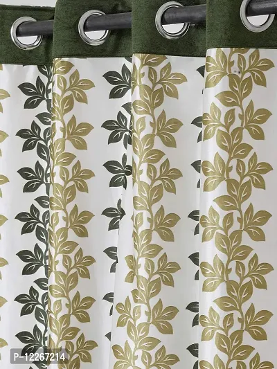 Cortina Polyester Fabric Eyelet Door Curtain (Green)-thumb3