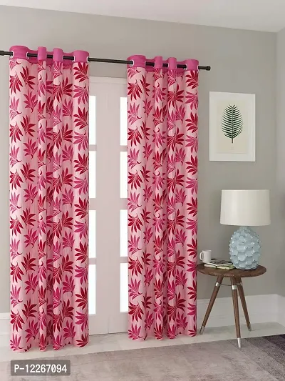 Cortina Polyester Fabric Eyelet Window Modern Curtain for Bedroom, Living Room (5ft., Pink) -Set of 2