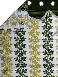 Cortina Polyester Floral Print Jhalar Pattern Curtains with Metal Eyelet ? Soft  Smooth ? Ready Fit ? Reusable Fabric ? Bedroom Living Room Kids Room Hall Office ? 7 Feet Set of 2 ? Green?-thumb2