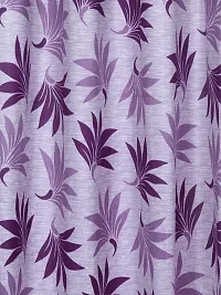 Cortina Leaf Print Window Curtain | Drapes for Home, Bedroom, Guest Rooms, Office Rooms | 5Ft | Balances Room Temperature | Streachable | Polyester | Room-Darkening | Pack of 2 | Purple-thumb1