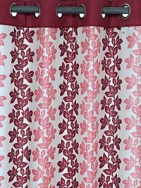 Cortina Polyester Fabric Eyelet Window Curtain (Maroon)-thumb1