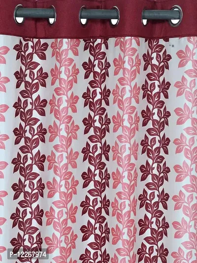 Cortina Polyester Fabric Eyelet Window Curtain (Maroon)-thumb2