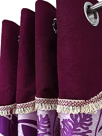 Cortina Polyester Floral Print Frill Curtain Set with Grommets Machine Washable ?Door Installation ?Bedroom Living Room Room Kitchen Office ? 7 Ft Set of 2 ? Purple 1-thumb1