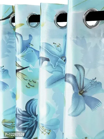 Cortina Latest Floral Printed Polyester Door Curtain for Bedroom, Living Room -Set of 2-7ft.-thumb2