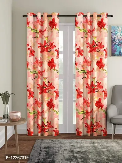 Cortina Polyester Latest Floral Printed Door Curtain for Bedroom, Living Room -Set of 2-7ft, Multicolor, Set of 2, (NPSB-7FT-SO2-002)