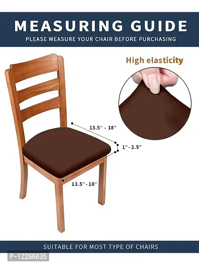 Cortina Plain Dining Chair Seat Covers | Stretchable Fabric | Polyester-Spandex Mix | Machine-Washable | 23 x 23 Inches | Wrinkle Resistant  Non-Slip | Cushion Protectors-thumb5