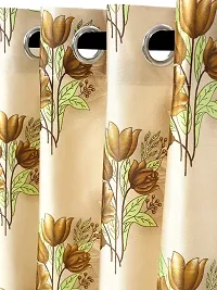 Cortina Latest Floral Printed Polyester Window Curtain for Bedroom, Living Room -Set of 2-5ft.-thumb1