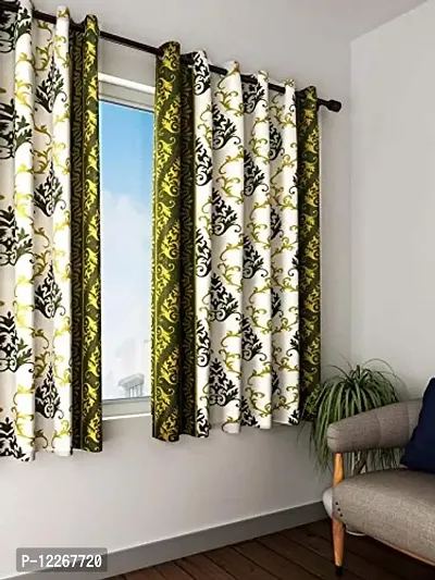 Cortina Two Pcs Curtains for Window, Print Polyester Window Curtains for Bedroom, Kitchen, Kids or Living Room - Green (115 cm x 150 cm)-thumb0