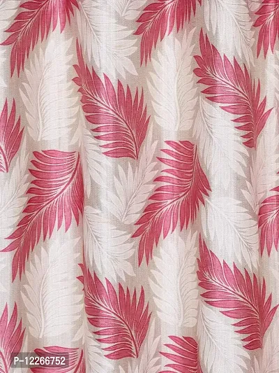 Cortina Leaf Design Long Door Drapes | Curtains for Home, Bedroom, Office Rooms | Balances Room Temperature | Polyester Fabric | Room-Darkening | Strechable | Pack of 2 | 9Ft | Pink 2-thumb2