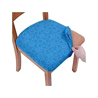 Cortina Dining Chair Cushion Covers | Polyester-Spandex Mix | Removable Seat Protectors | Self Digitally Printed | 23 x 23 Inches | Wrinkle Resistant  Non-Slip | Stretchy | Pack of 6 |Blue 7-thumb2