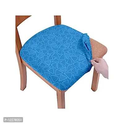 Cortina Dining Chair Cushion Covers | Polyester-Spandex Mix | Removable Seat Protectors | Self Digitally Printed | 23 x 23 Inches | Wrinkle Resistant  Non-Slip | Stretchy | Pack of 6 |Blue 7-thumb3